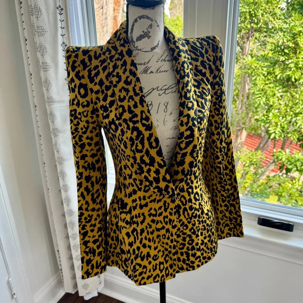 SERGIO HUDSON 100% Silk Cheetah Print Blazer - Picture 8 of 15